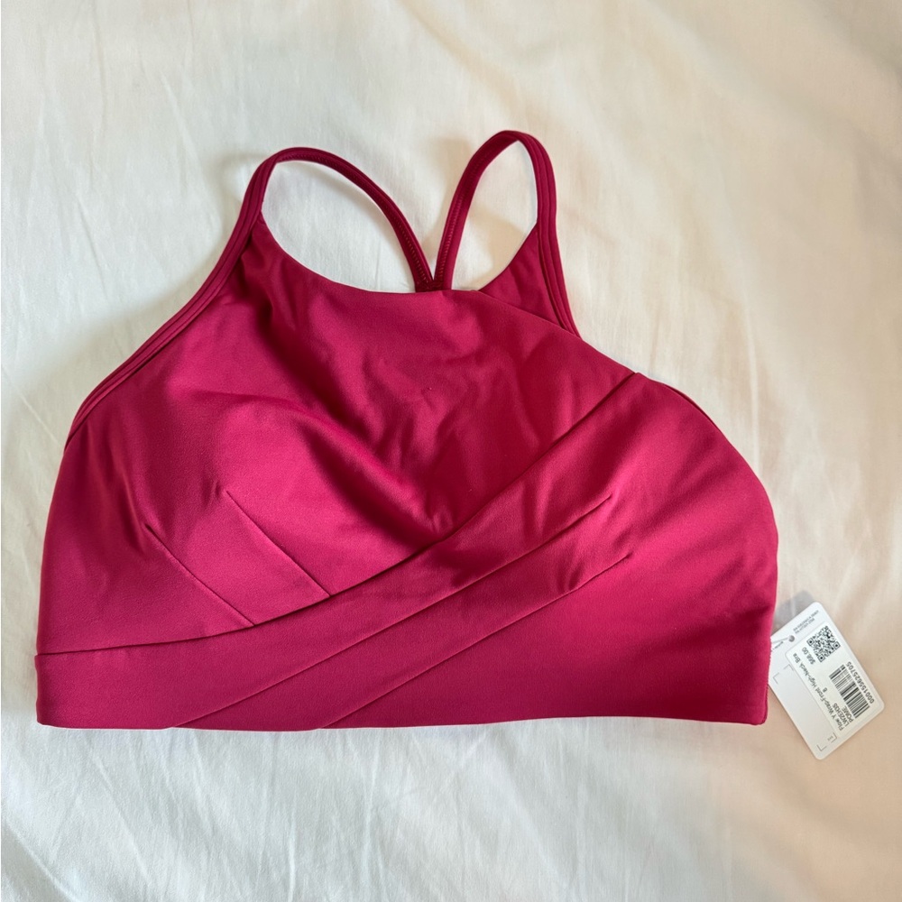 NWT Lululemon High Neck Front Wrap Pink Sports Bra